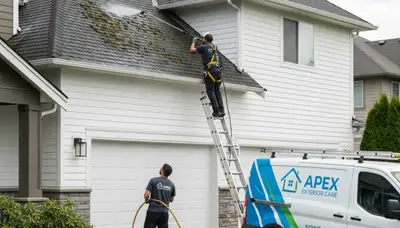 Professional roof cleaning service in Shreveport LA by Next Level Exteriors removing algae and debris