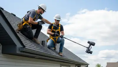 Professional roof inspector examining vinyl siding and shingles in Shreveport, LA