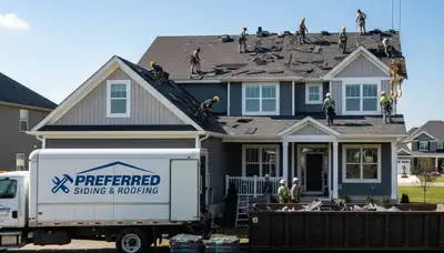 Roof replacement crew installing durable shingles on home in Shreveport, LA