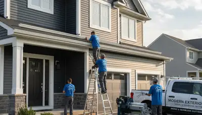 Seamless gutter installation on vinyl siding home in Shreveport, LA by Next Level Exteriors
