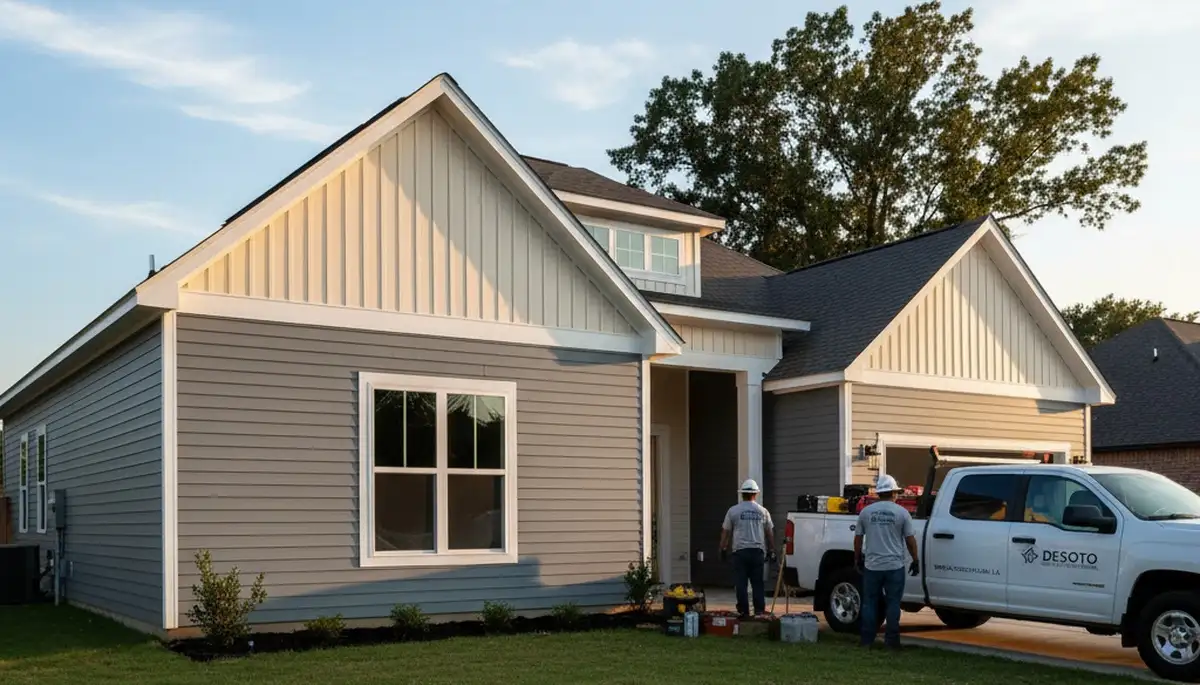 Vinyl siding installation on home exterior in Shreveport, LA by local siding contractors