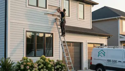 Technician repairing damaged vinyl siding on home exterior in Shreveport, LA