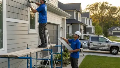 Technician repairing cracked vinyl siding on home exterior in Shreveport, LA