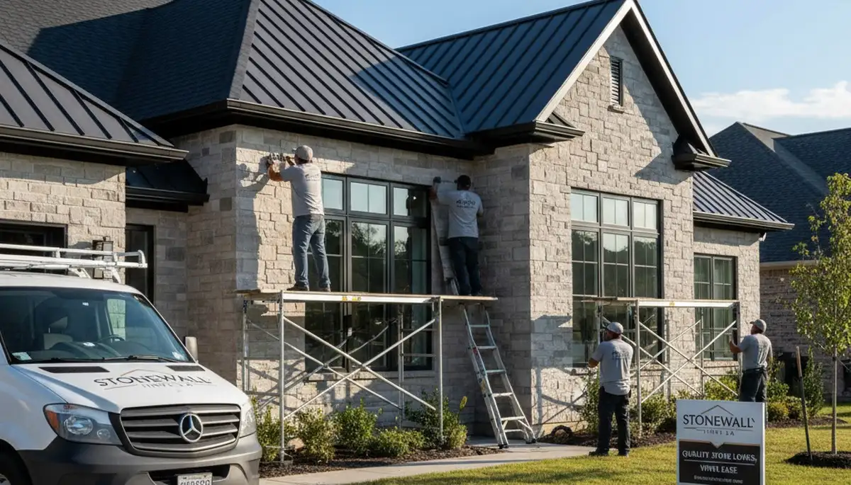 Vinyl siding installation on home exterior in Shreveport LA by local siding contractors